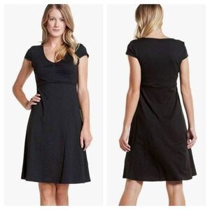 Toad & Co Rosemarie Dress Women's Large Black Knee Length Casual Camping Stretch